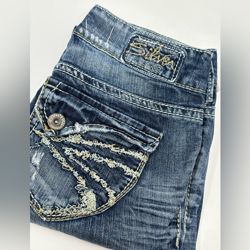 Silver Suki Surplus Bootcut Jeans Womens 25x30 Light Stretch Distressed/Destroy